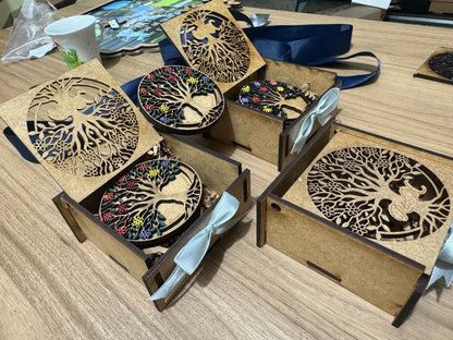 Boda souvenir cajas en madera con iniciales - Felt Craft RD