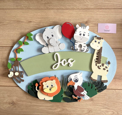 Bosque Baby Boy Wall Hanging Safari nursery decor - Felt Craft RD