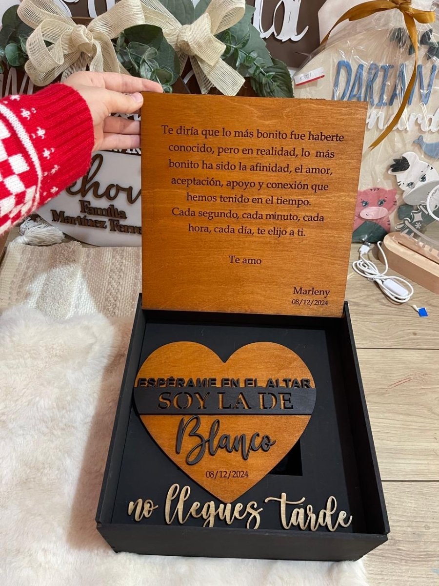 Caja novios bodas personalizadas - Felt Craft RD