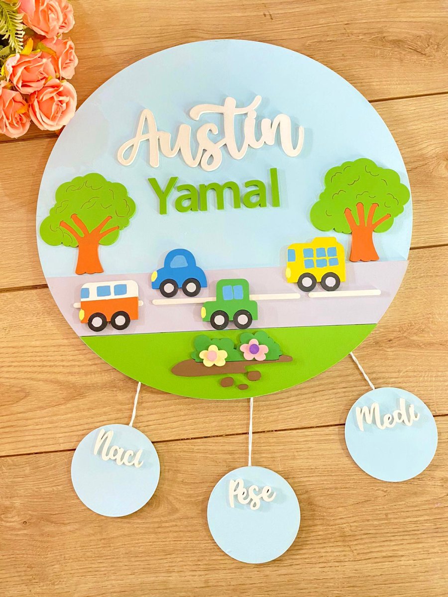 Cars transit Baby Boy Wall Hanging - Felt Craft RD