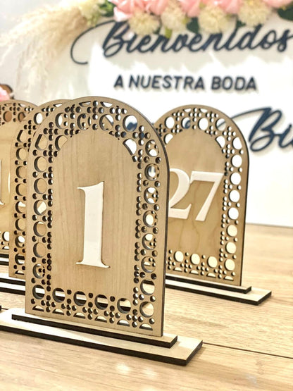 Centro de mesas enumerados para boda personalizados - Felt Craft RD