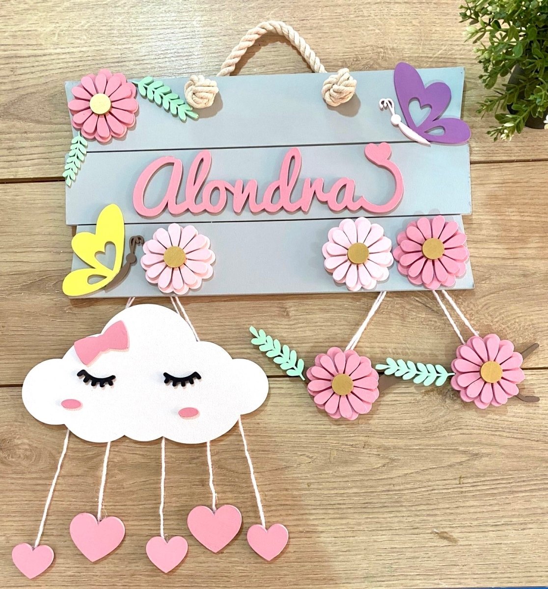 Cloud On Flowers Baby Girl Nursery Kids Room Decoration - Felt Craft RD