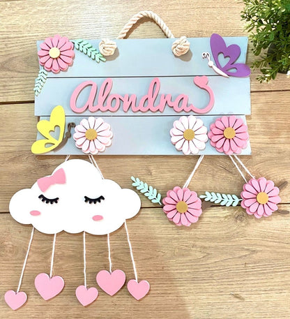 Cloud On Flowers Baby Girl Nursery Kids Room Decoration - Felt Craft RD