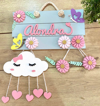 Cloud On Flowers Baby Girl Nursery Kids Room Decoration - Felt Craft RD