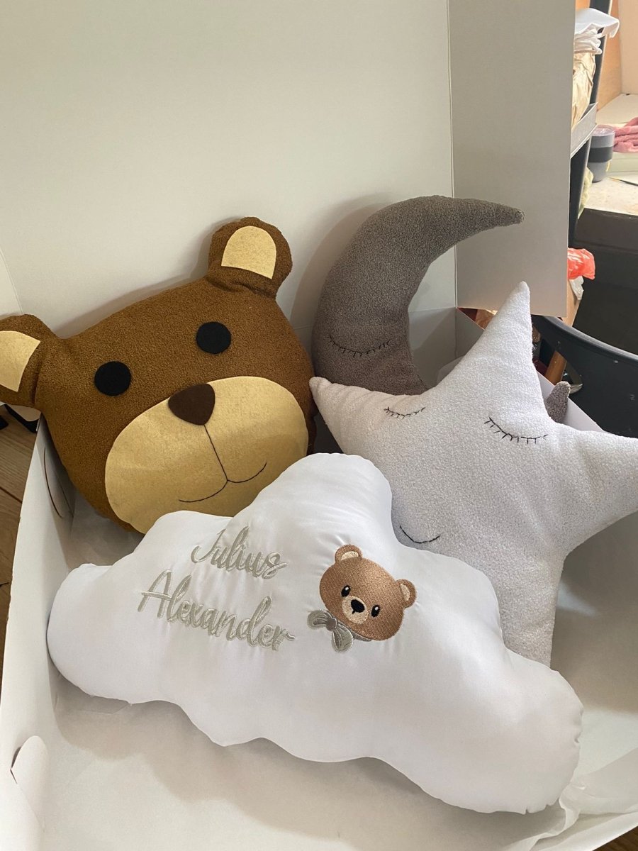 Cojines con forma de oso, nube y estrella personalizados con bordado para bebé - Felt Craft RD