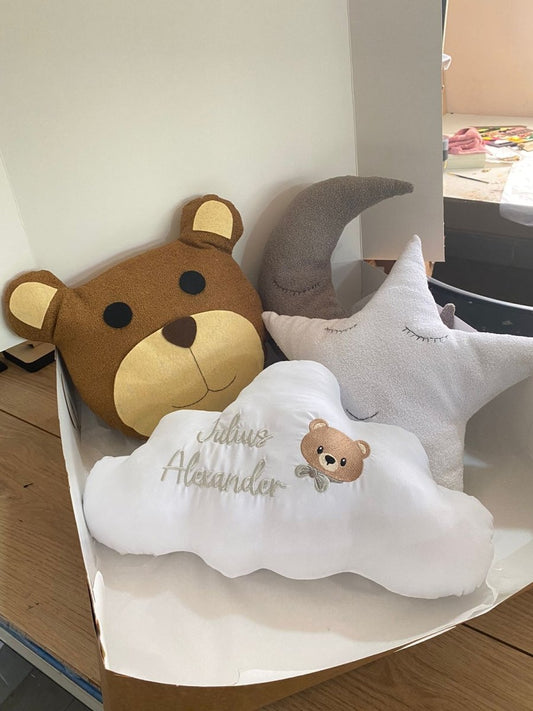 Cojines con forma de oso, nube y estrella personalizados con bordado para bebé - Felt Craft RD