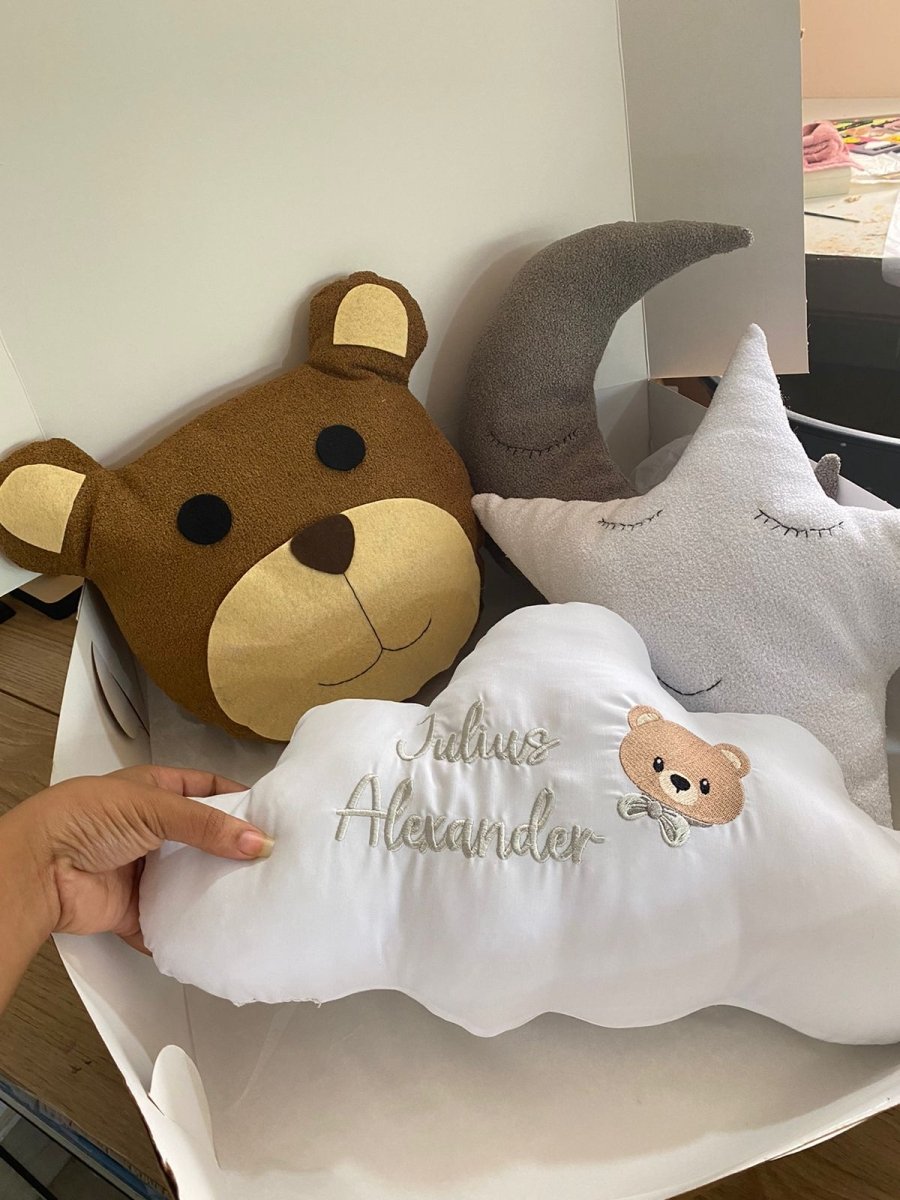 Cojines con forma de oso, nube y estrella personalizados con bordado para bebé - Felt Craft RD