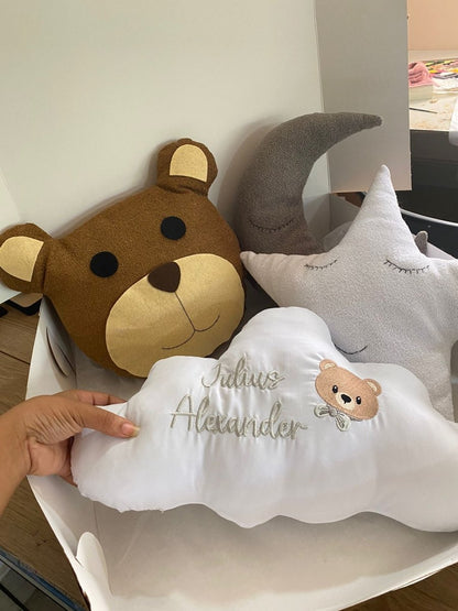 Cojines con forma de oso, nube y estrella personalizados con bordado para bebé - Felt Craft RD