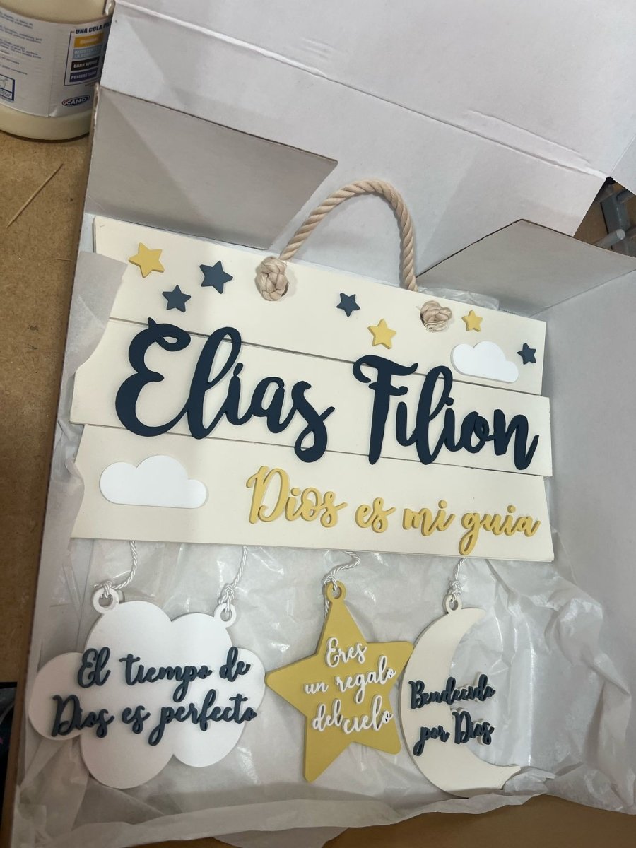 Colgante de bebe para puerta estrella y luna - Felt Craft RD