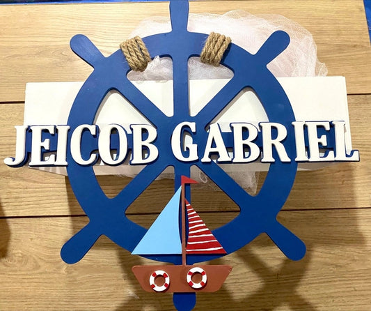 Colgante de pared o puerta personalizado con temática de barco de navegación para niño - Felt Craft RD