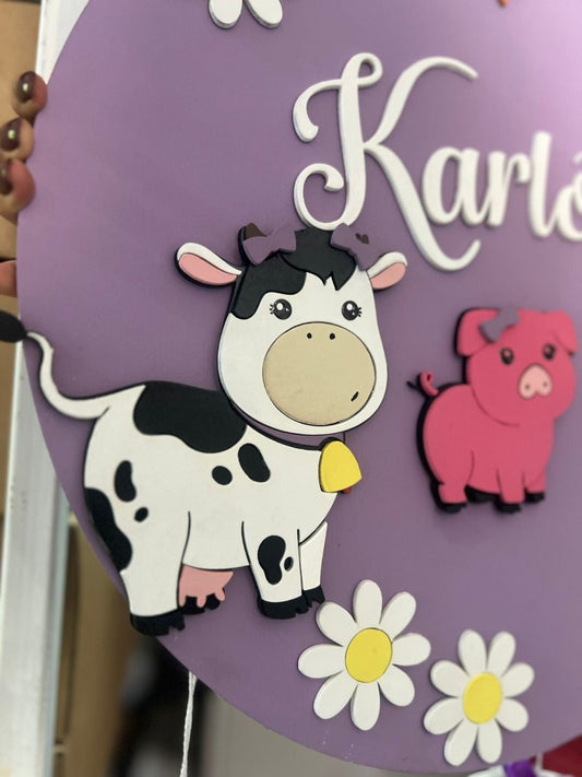 Colgante de puerta para bebe vaca cerdo oveja pollito - Felt Craft RD
