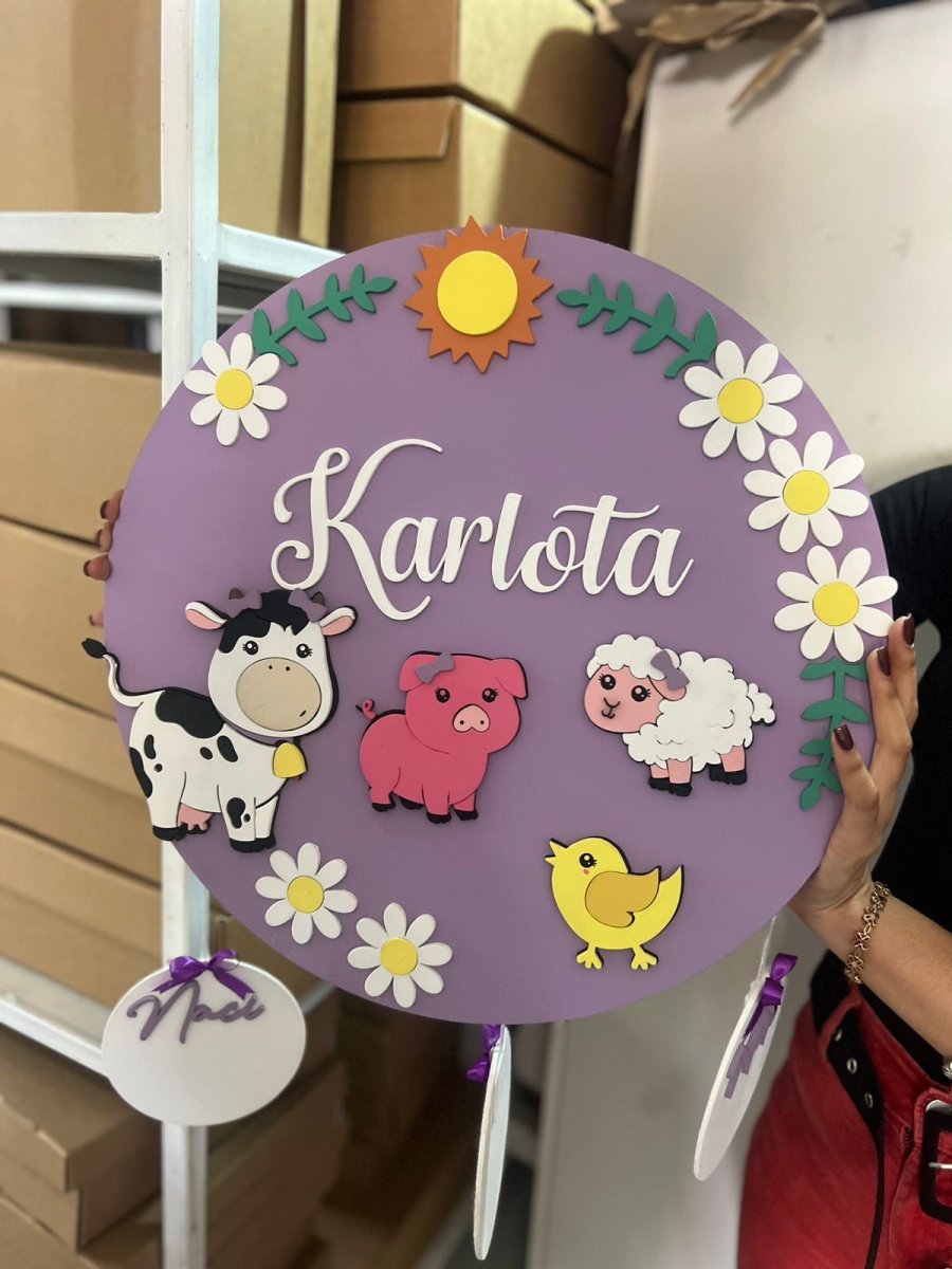 Colgante de puerta para bebe vaca cerdo oveja pollito - Felt Craft RD