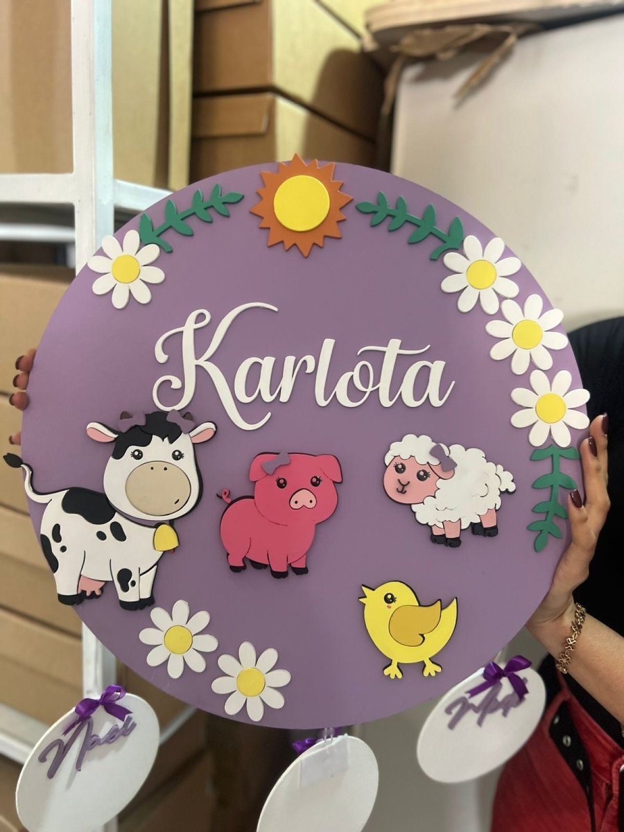 Colgante de puerta para bebe vaca cerdo oveja pollito - Felt Craft RD