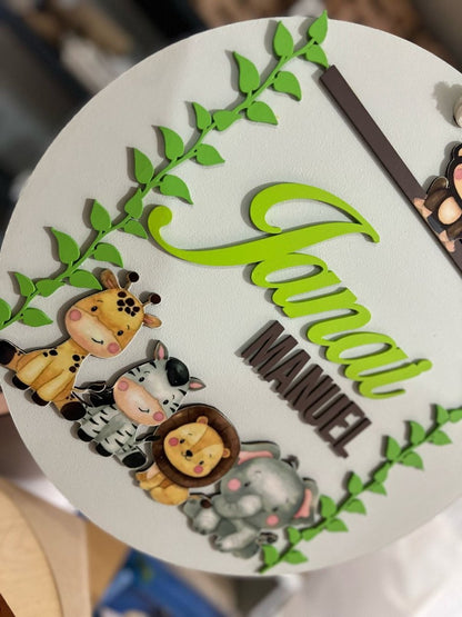 Colgante de puerta safari personalizado - Felt Craft RD