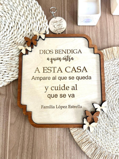 Colgante madera dios bendiga - Felt Craft RD