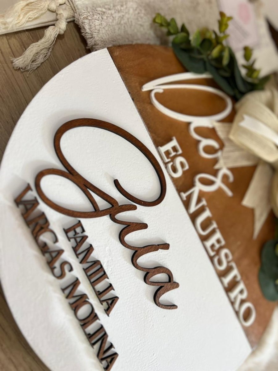 Colgante madera puerta hogar republica dominicana - Felt Craft RD