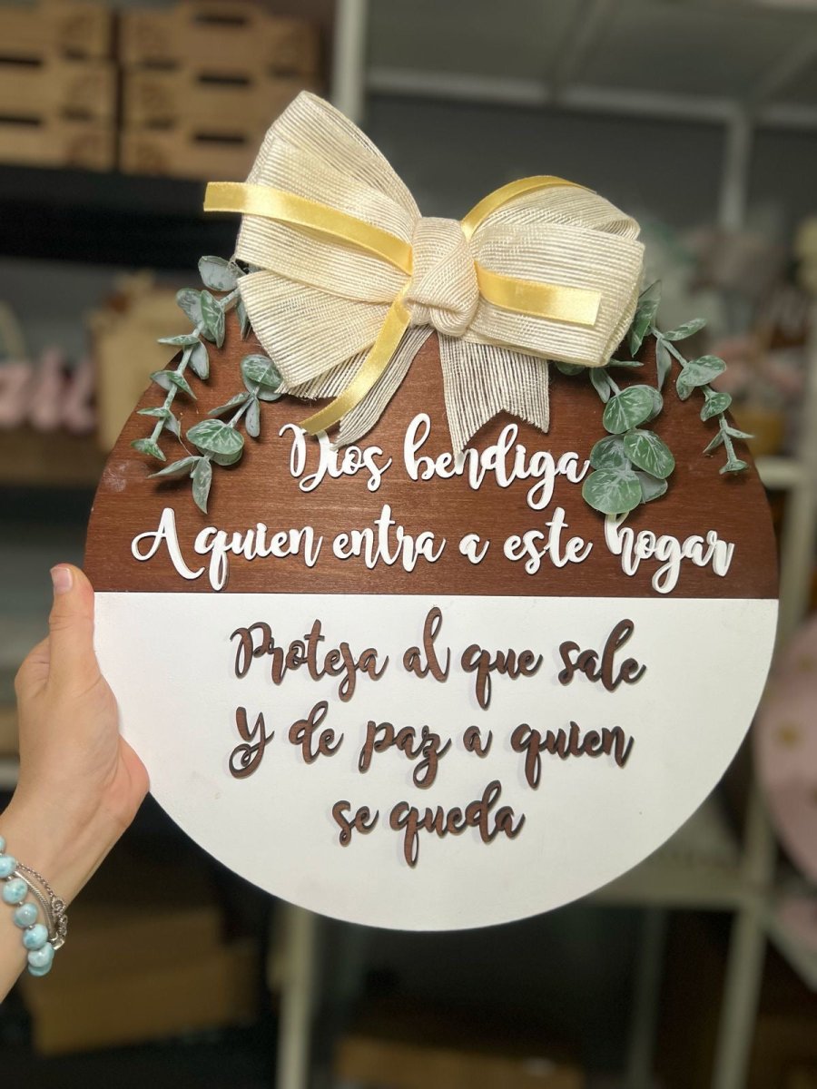 Colgante puerta casa familiar personalizado madera - Felt Craft RD