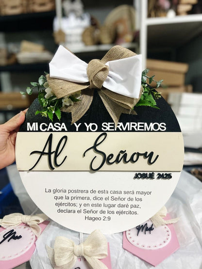 Colgante puerta casa familiar personalizado madera - Felt Craft RD