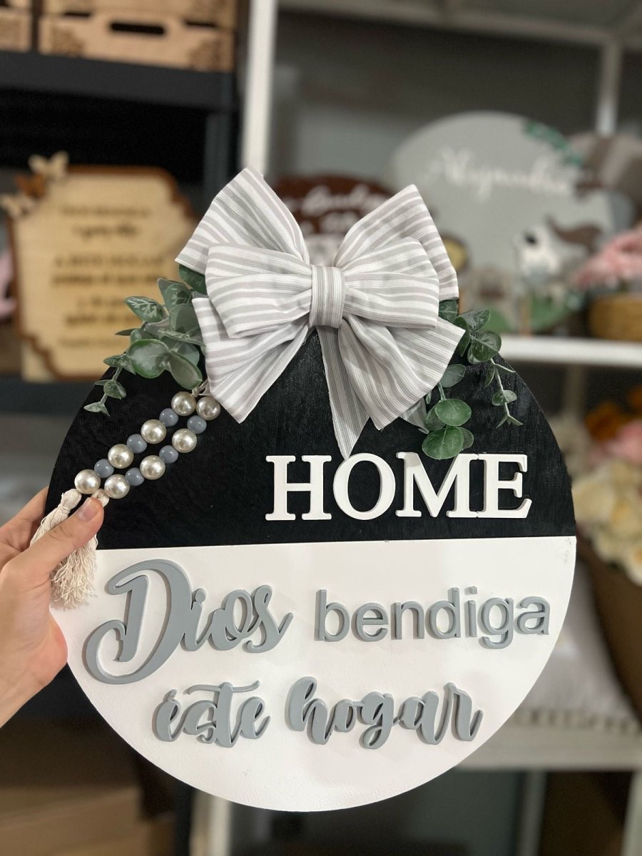 Colgante puerta casa familiar personalizado madera - Felt Craft RD