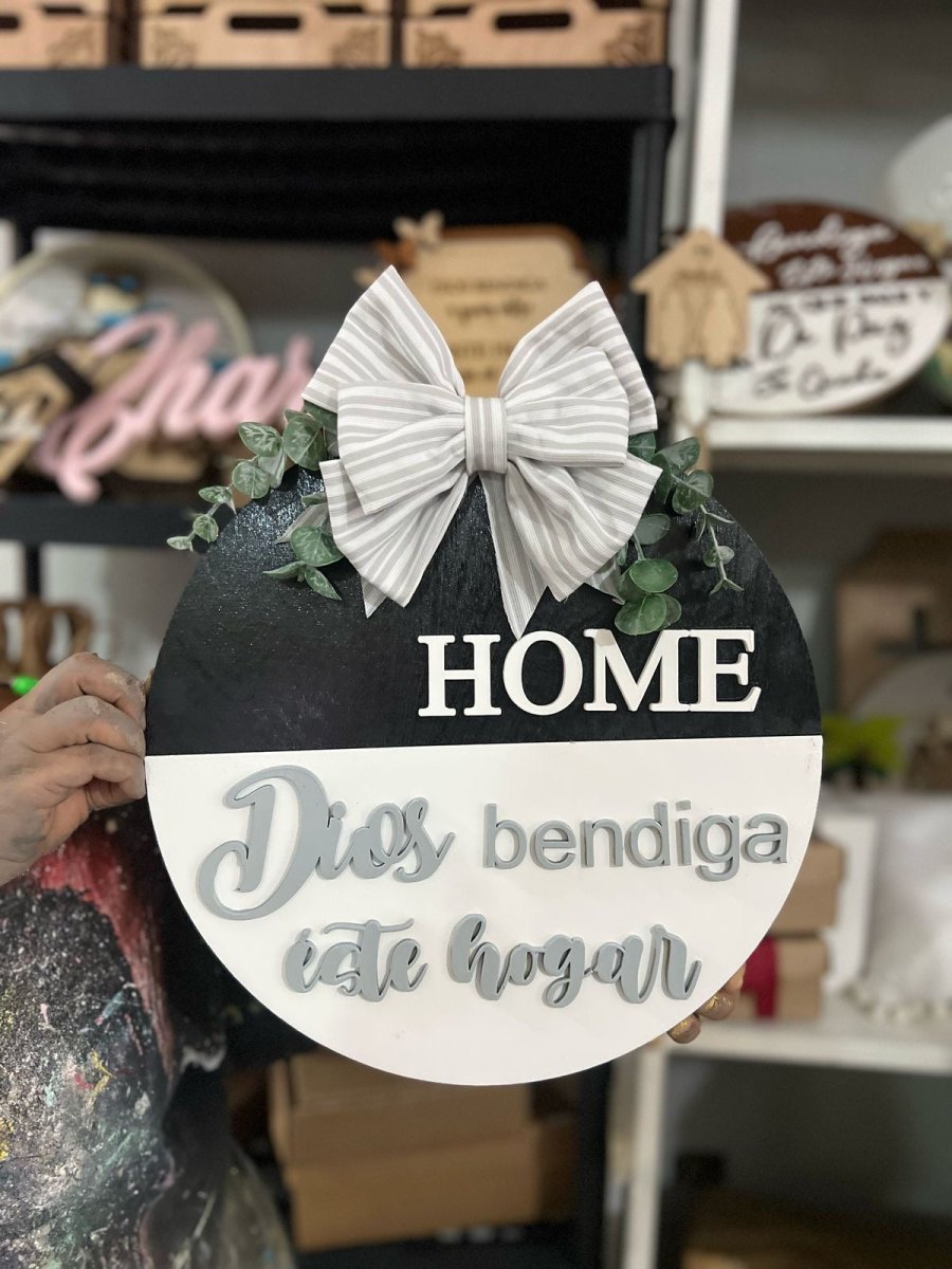 Colgante puerta casa familiar personalizado madera - Felt Craft RD