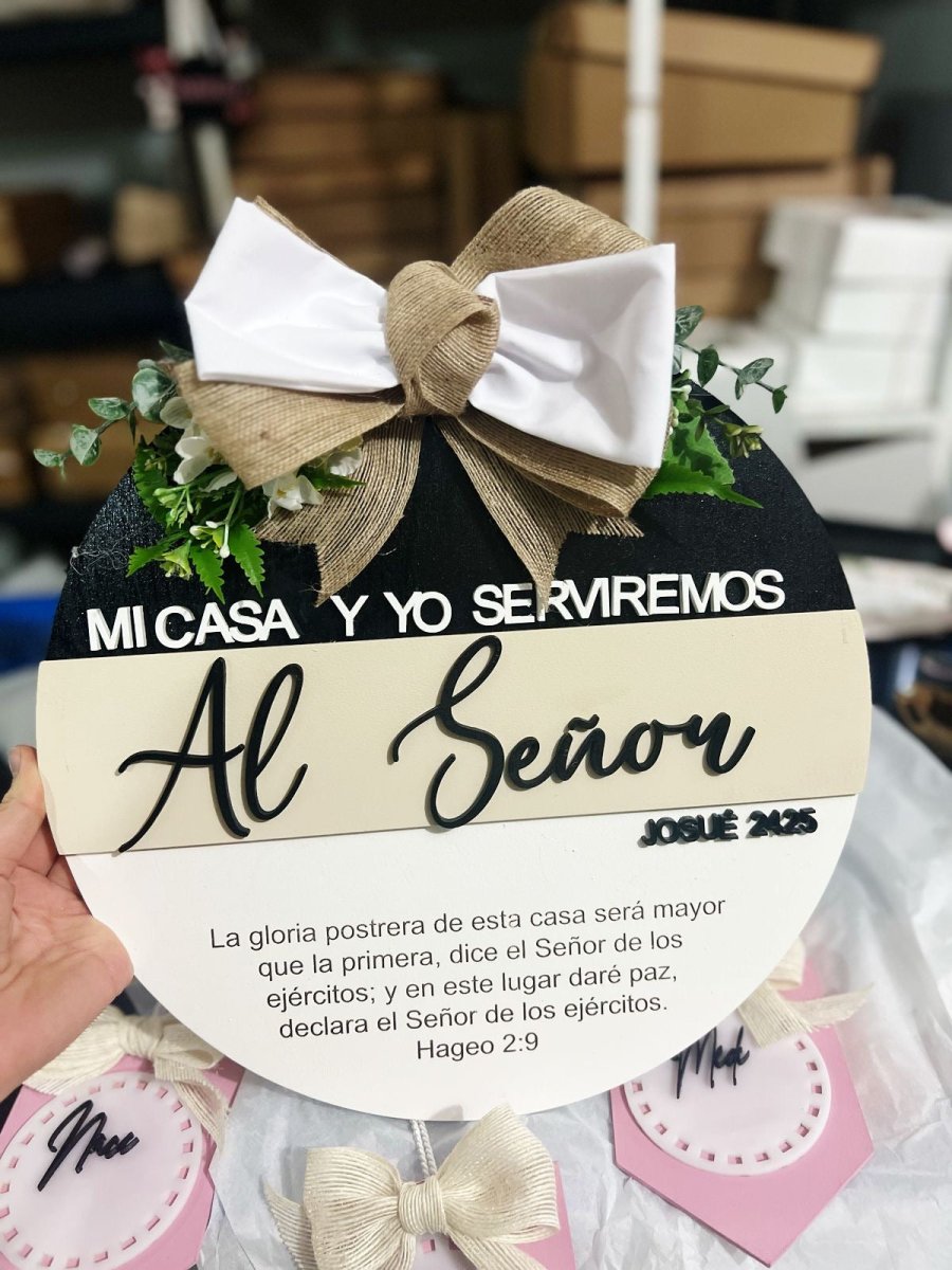 Colgante puerta casa familiar personalizado madera - Felt Craft RD