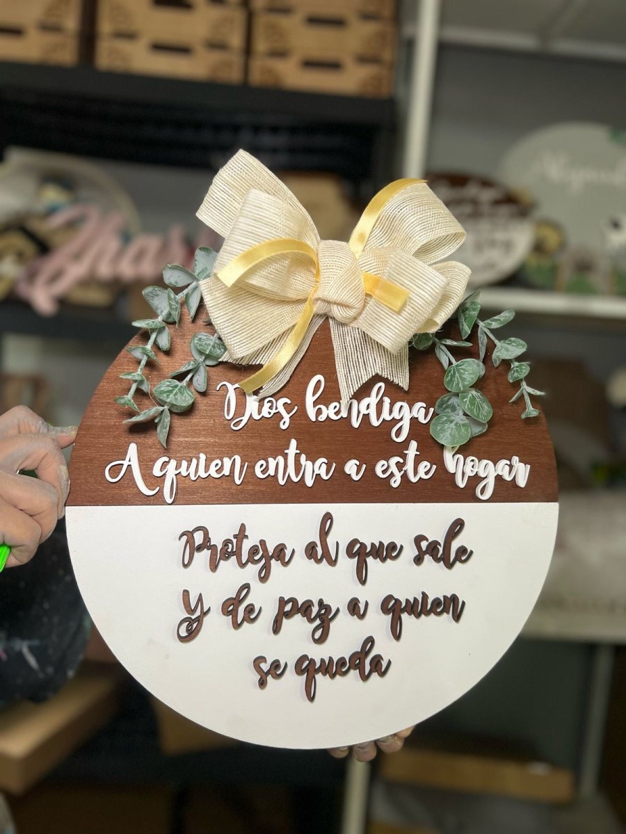 Colgante puerta casa familiar personalizado madera - Felt Craft RD