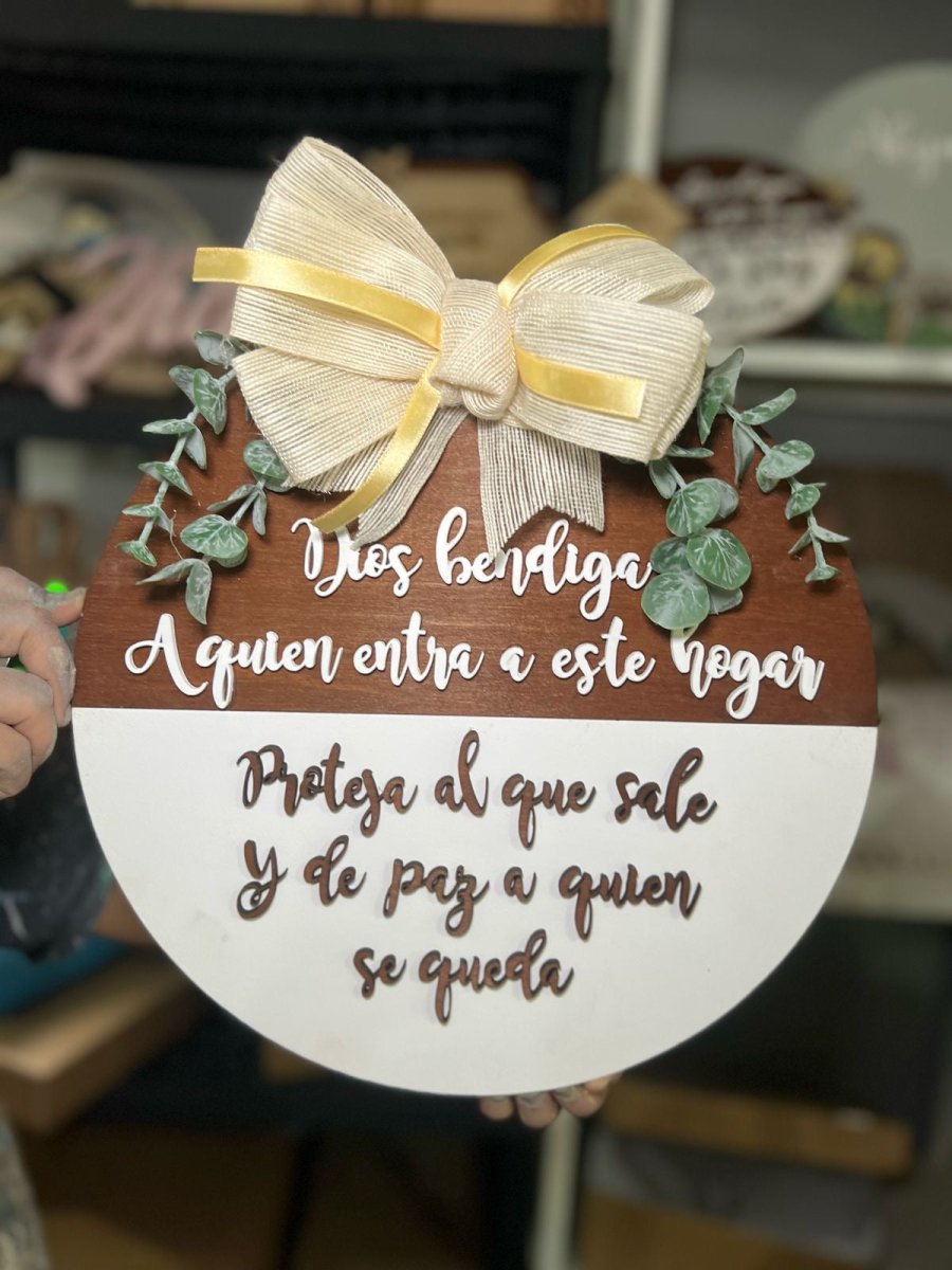 Colgante puerta casa familiar personalizado madera - Felt Craft RD