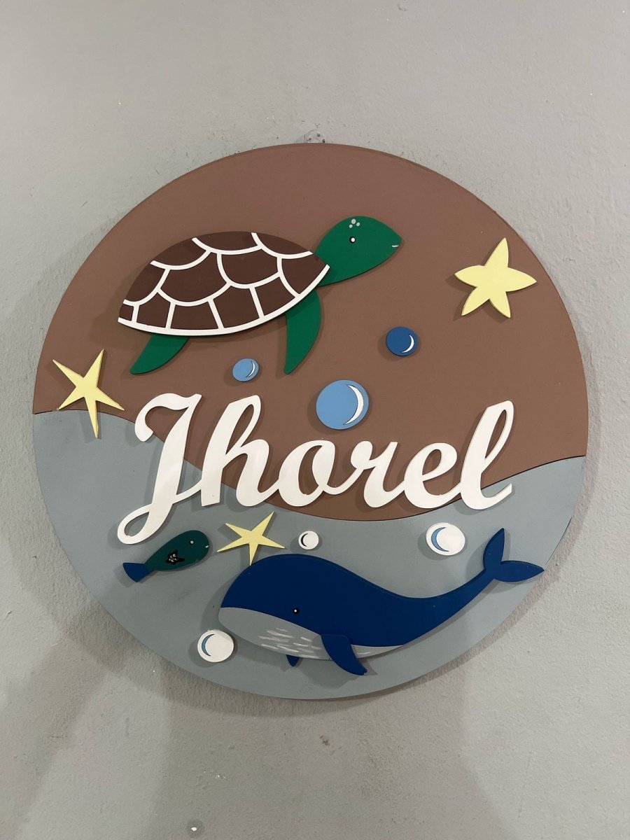 Colgante puerta habitacion bebe ballena y tortuga - Felt Craft RD