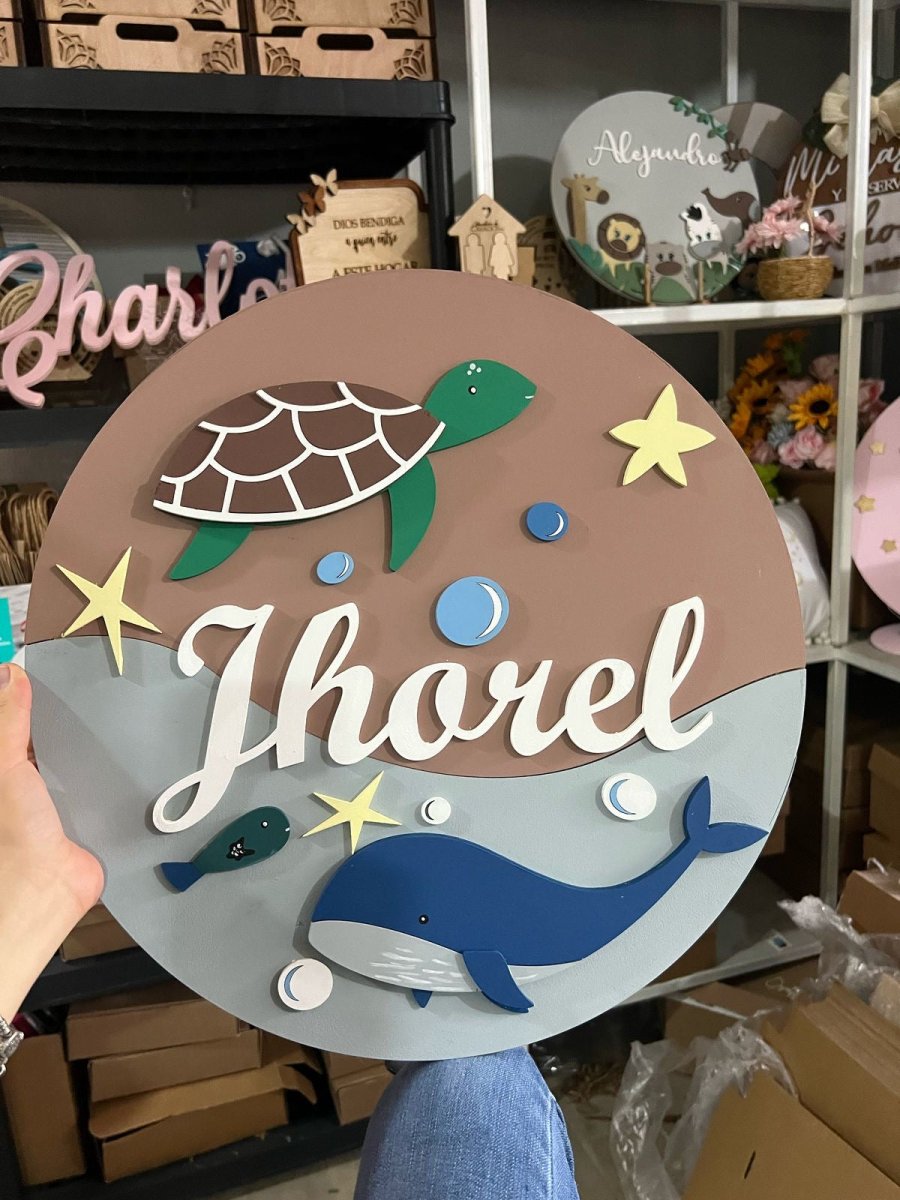 Colgante puerta habitacion bebe ballena y tortuga - Felt Craft RD