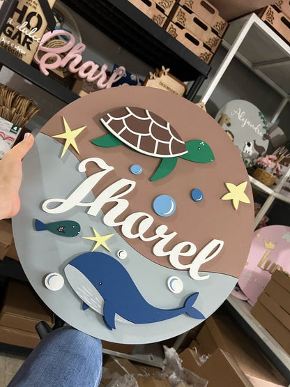 Colgante puerta habitacion bebe ballena y tortuga - Felt Craft RD