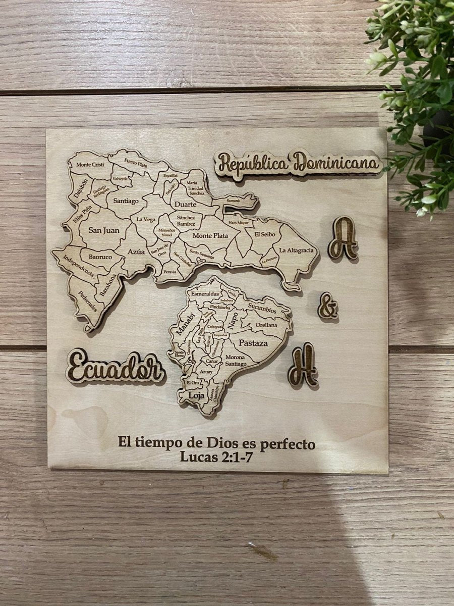 Cuadro con mapa personalizado de madera para regalo - Felt Craft RD