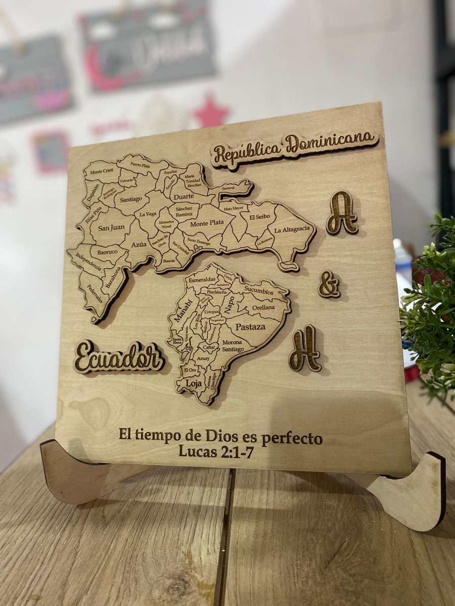 Cuadro con mapa personalizado de madera para regalo - Felt Craft RD