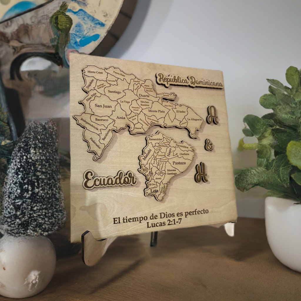 Cuadro con mapa personalizado de madera para regalo - Felt Craft RD