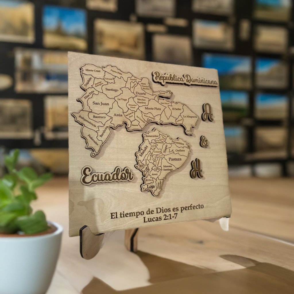 Cuadro con mapa personalizado de madera para regalo - Felt Craft RD