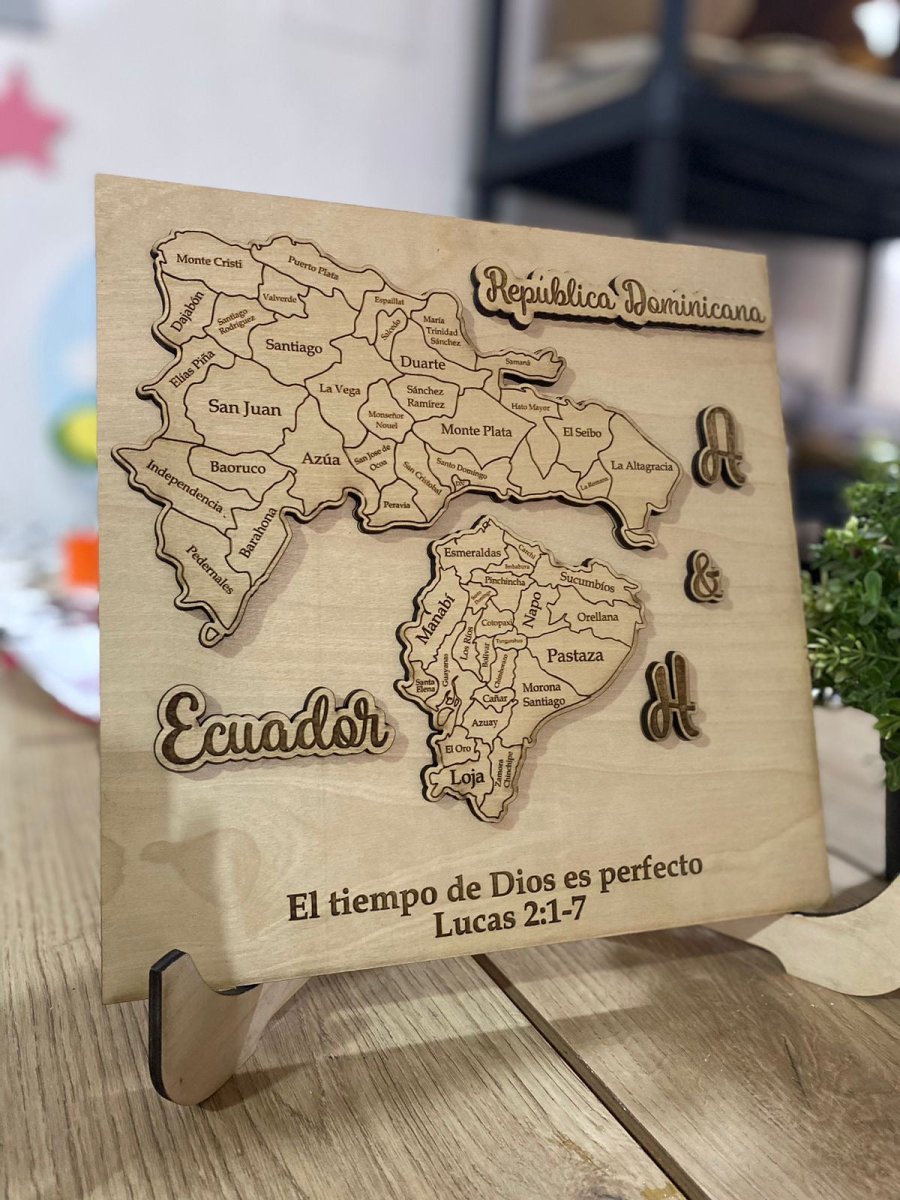 Cuadro con mapa personalizado de madera para regalo - Felt Craft RD