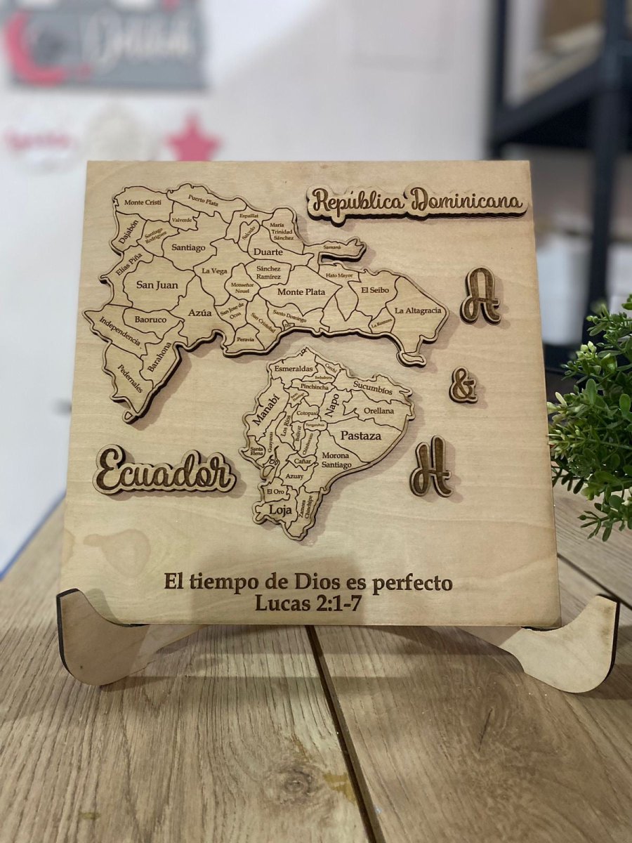 Cuadro con mapa personalizado de madera para regalo - Felt Craft RD