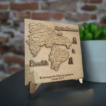 Cuadro con mapa personalizado de madera para regalo - Felt Craft RD