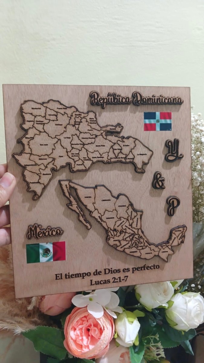 Cuadro con mapa personalizado de madera para regalo - Felt Craft RD