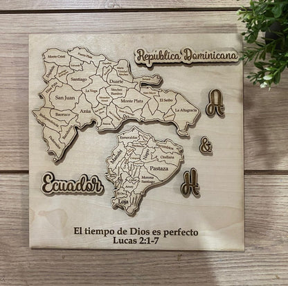 Cuadro con mapa personalizado de madera para regalo - Felt Craft RD