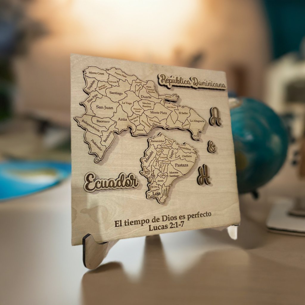 Cuadro con mapa personalizado de madera para regalo - Felt Craft RD