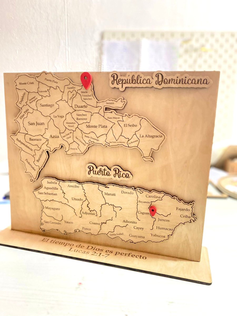 Cuadro con mapas para padres con diferente nacionalidades personalizado de madera - Felt Craft RD