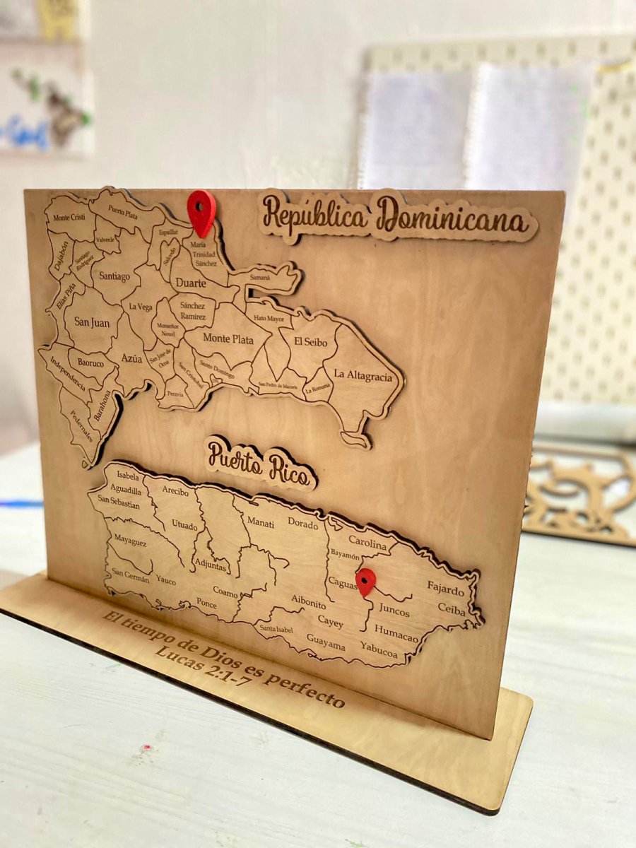 Cuadro con mapas para padres con diferente nacionalidades personalizado de madera - Felt Craft RD