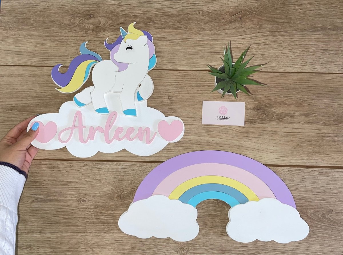 Decoración con temática de unicornio personalizada para regalo de bebé - Felt Craft RD