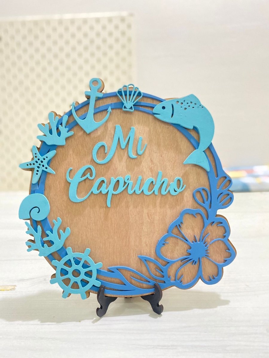 Decoración de mesa personalizada con temática de mar en madera Santo Domingo - Felt Craft RD