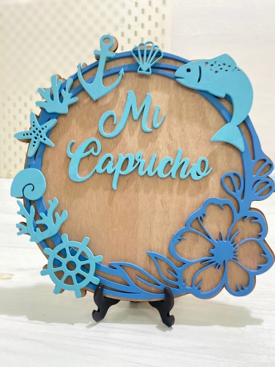 Decoración de mesa personalizada con temática de mar en madera Santo Domingo - Felt Craft RD