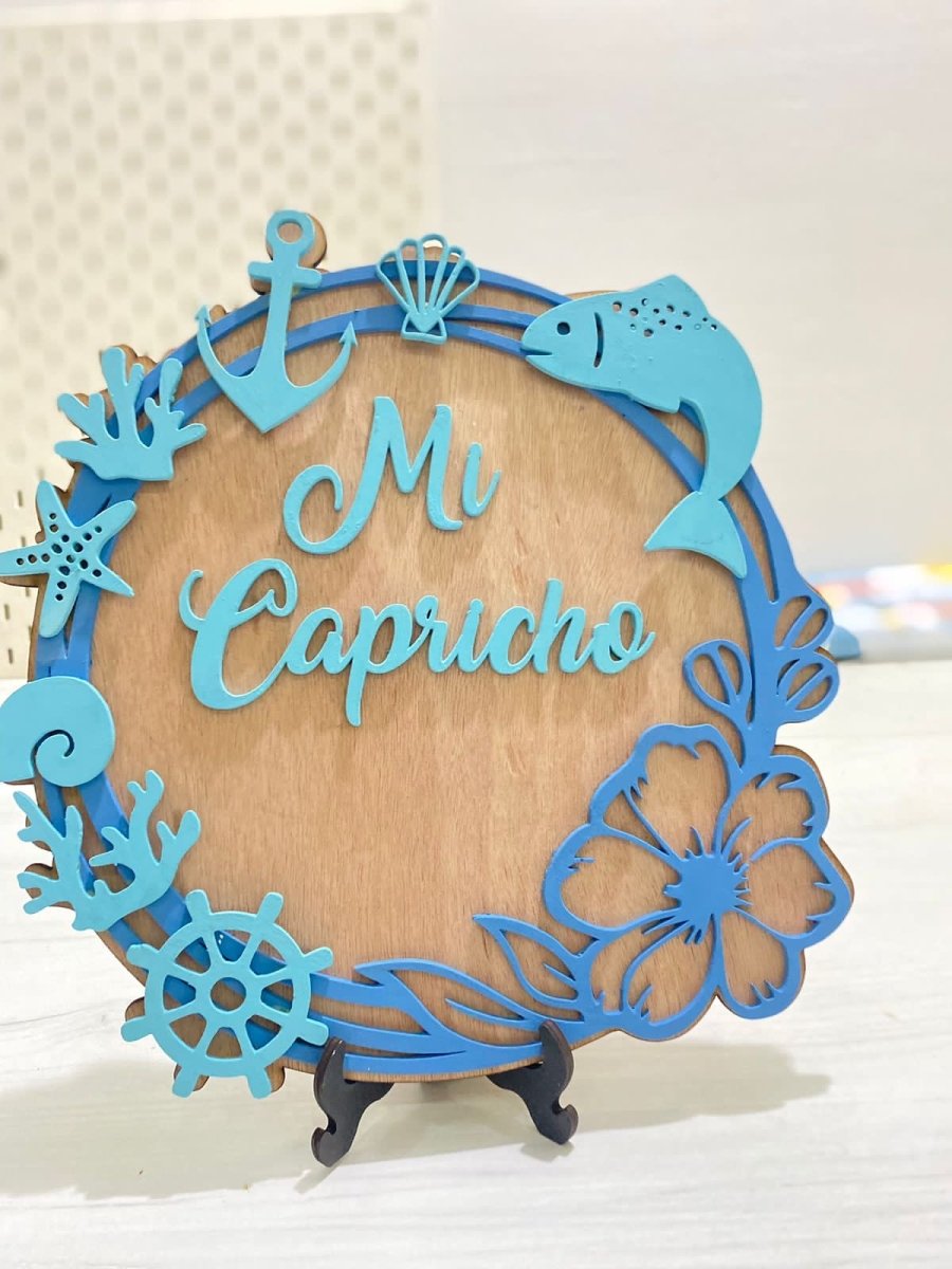 Decoración de mesa personalizada con temática de mar en madera Santo Domingo - Felt Craft RD