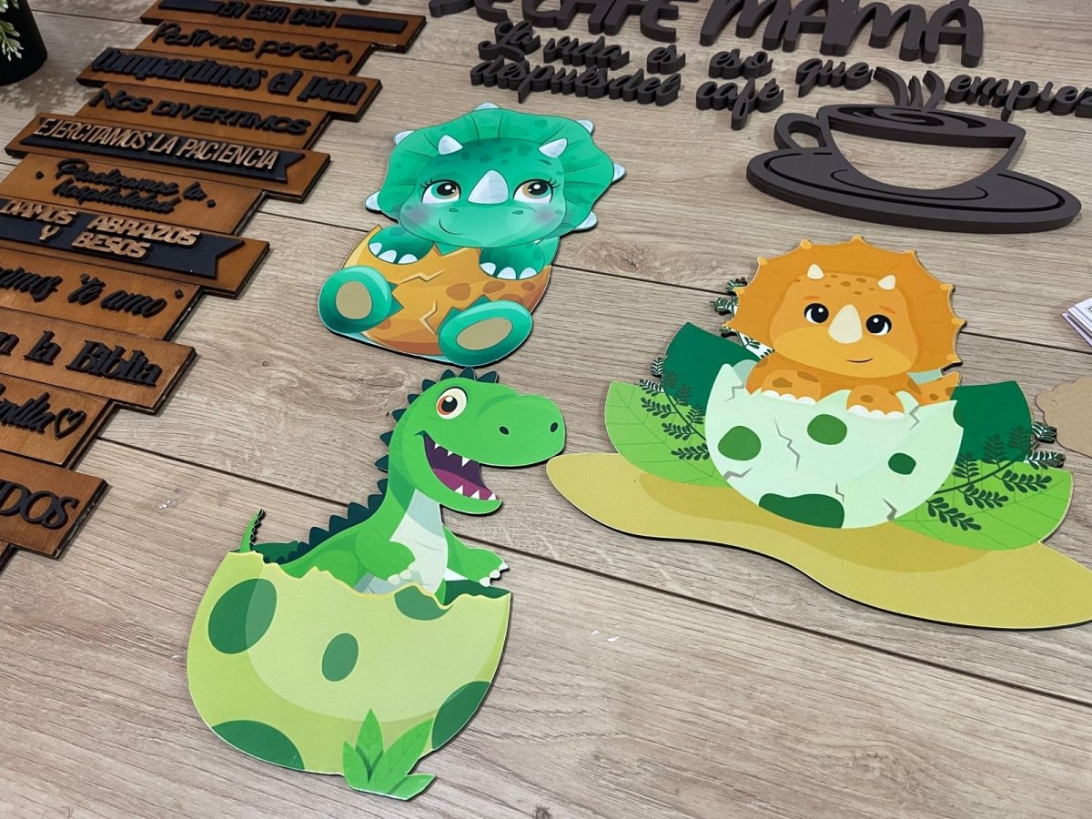 Dinosaurios de madera personalizados para pared para regalo de niño - Felt Craft RD