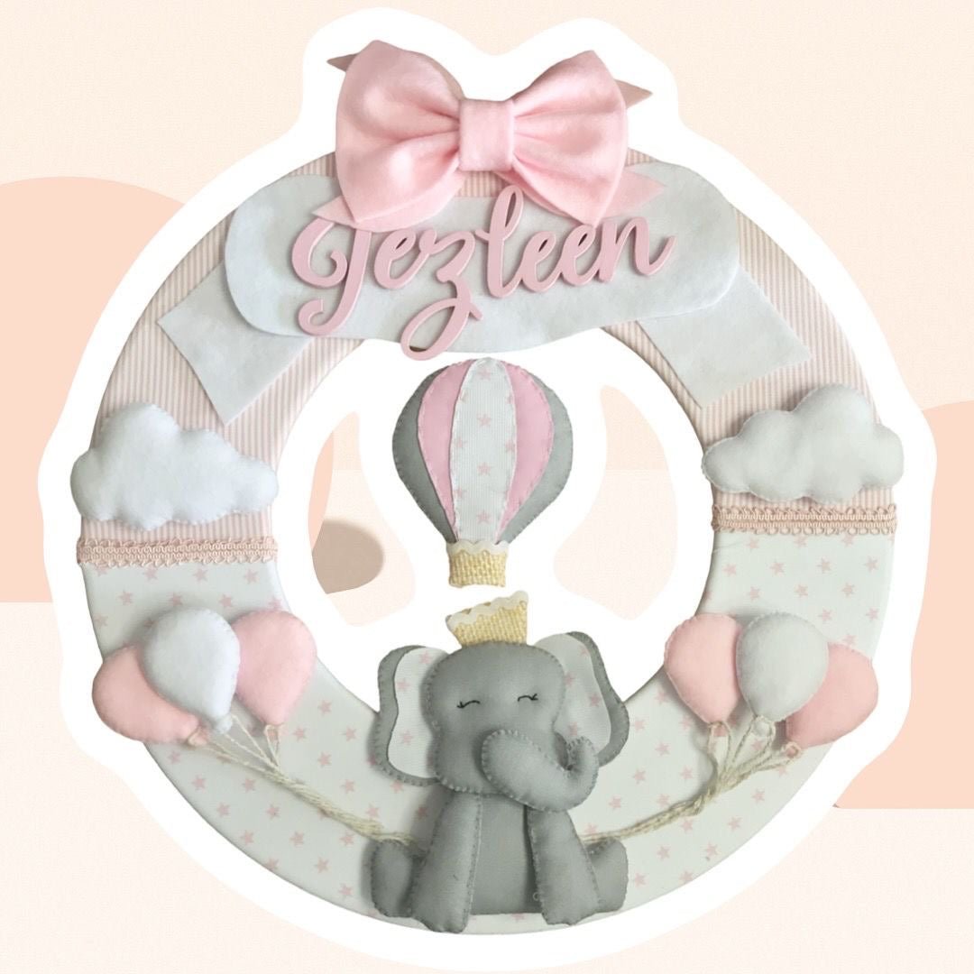 Elephant felt nursery decor hanger - Felt Craft RD