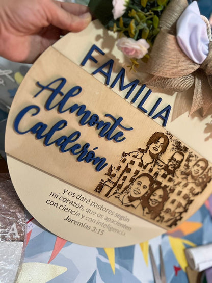 Familiar colgante de puerta con apellidos - Felt Craft RD