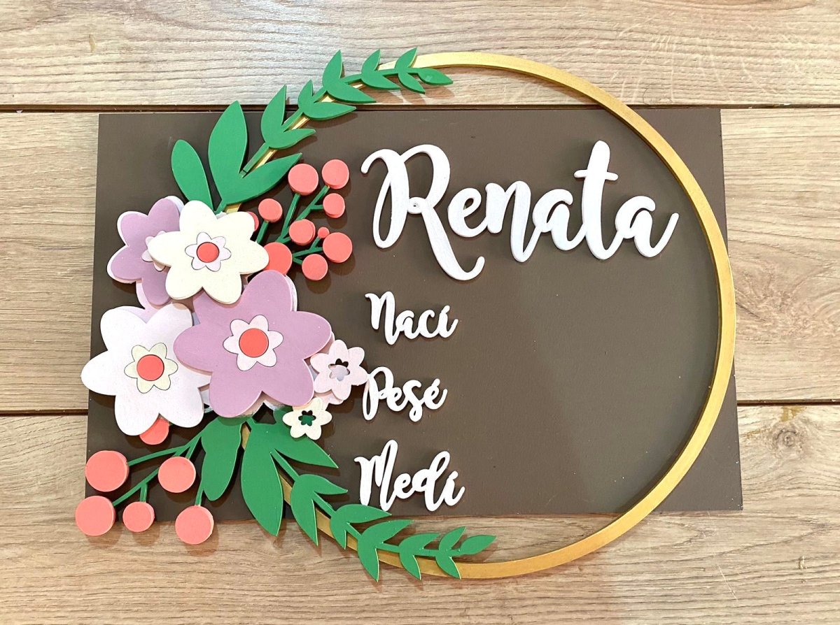 Flowers and Name baby girl Hanger - Felt Craft RD